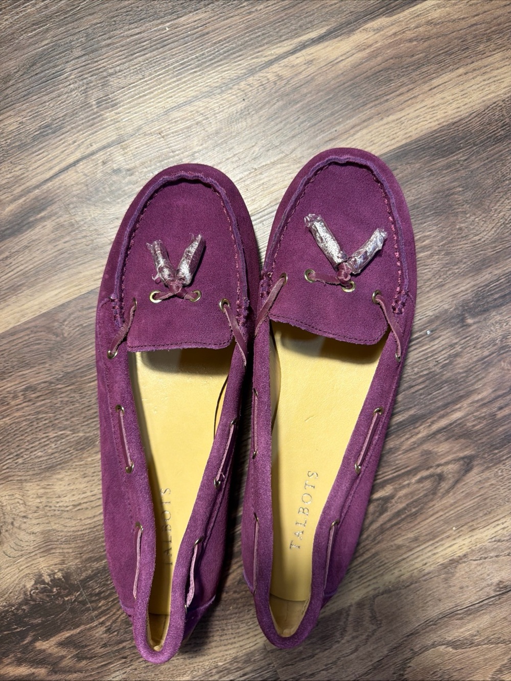 Talbots Vine Red Suede Leather Loafers Tassels Women’s Sz 9.5 Driving shoes